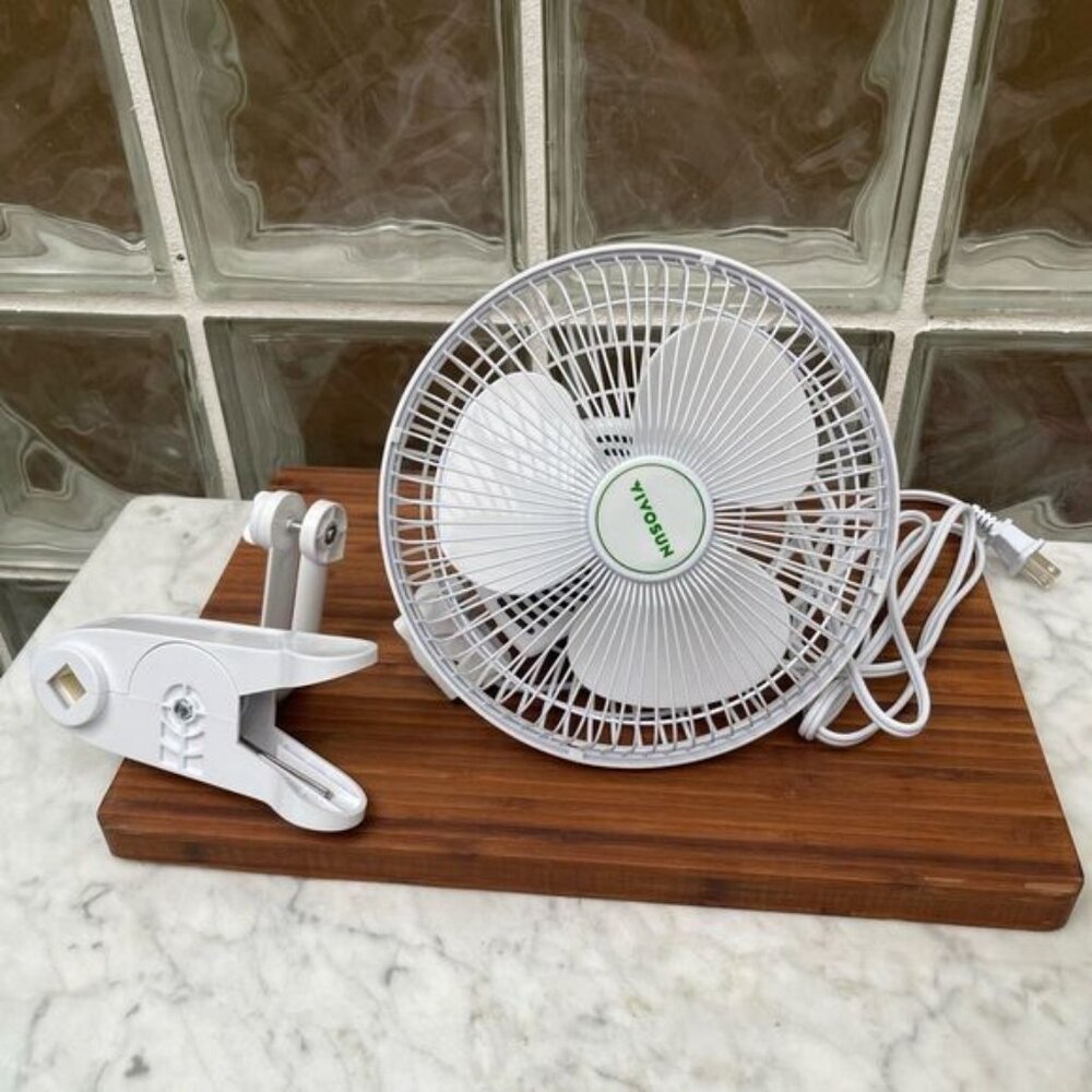 9 inches White Clip-On Fan with broken bracelet